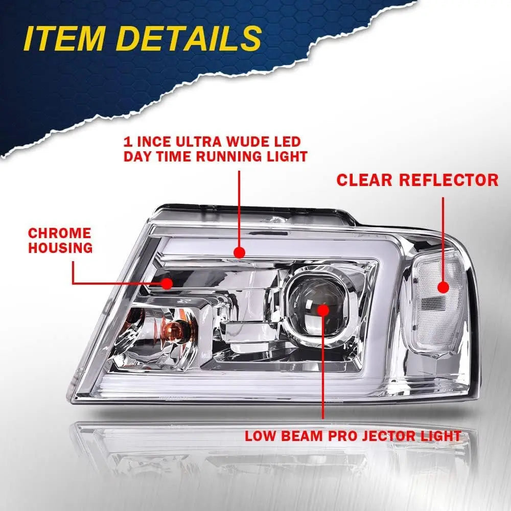 LED DRL Headlights, Compatible with 2004-2008 Ford F150, Compatible with 06-08 Lincoln Mark Lt(NOT Fit for 04 F150 Heritage/Flar