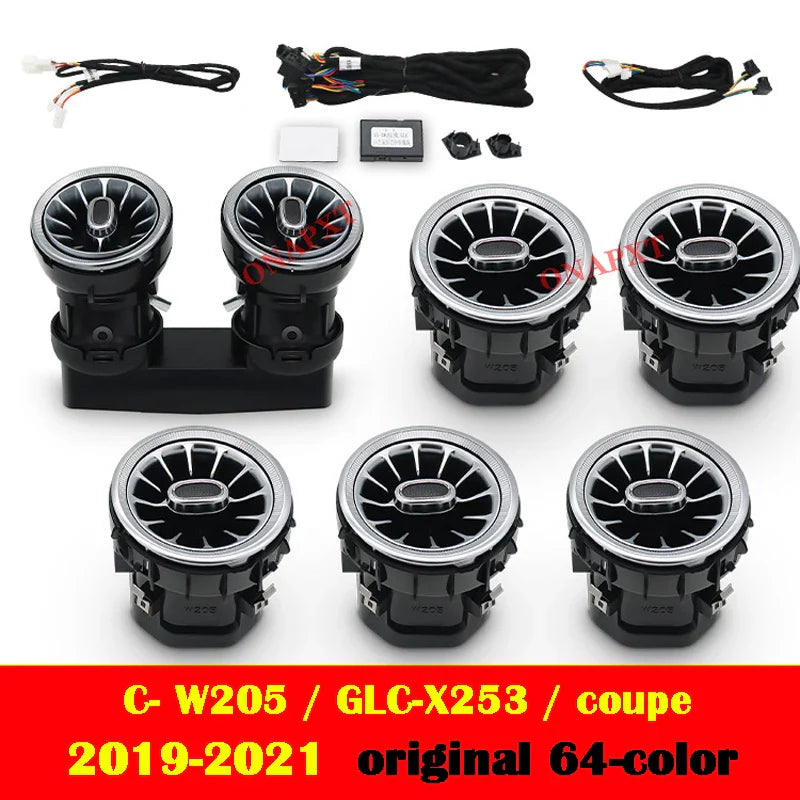 LED For Benz C/GLC Coupe W205 X253 C43 C63 C200 C180 Car Decorative Lamp MB Nozzle Air Vent 3D Tweeter Speaker Ambient Light