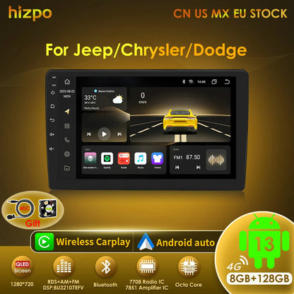 Hizpo 10.1 Inch Android Auto Car Radio Multimedia Video For JEEP Compass Patriot Chrysler 300C Sebring Liberty Dodge Wrangler BT