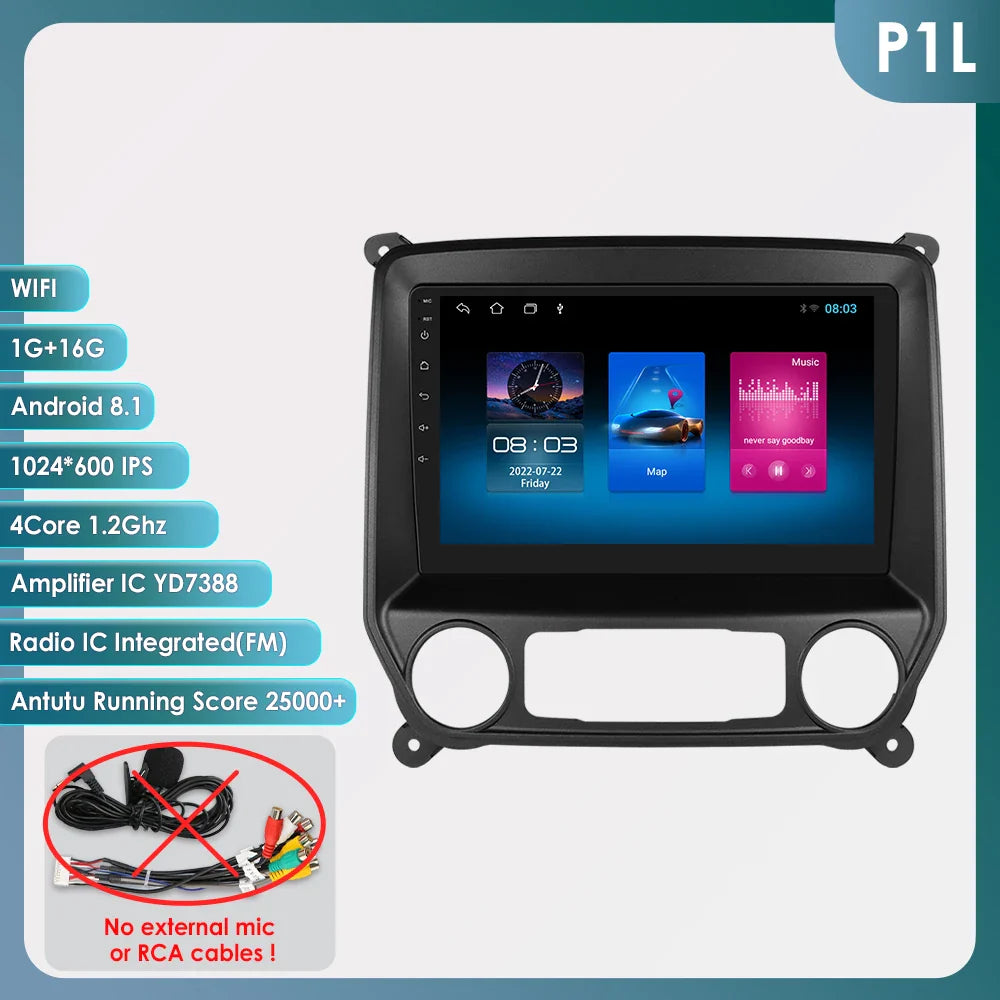 Hizpo Android 13 Auto Carplay For Chevrolet Silverado GMC Sierra 2014 - 2018 Car Radio Stereo GPS Navigation Multimedia Player