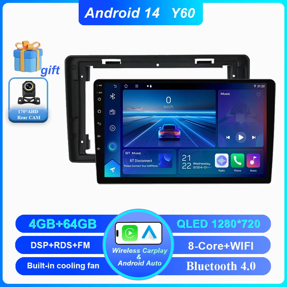 Car DVD Android 14 Radio Stereo For Citroen C2 C3 2001 2002 2003 -2010 Auto Multimedia Video Player GPS Navigation NO 2Din WIFI