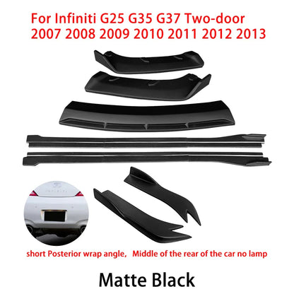 For Infiniti G25 G35 G37 Sedan 2007-2013 Car Front Bumper Splitter Diffuser Lip Protector Spoiler Side Skirts Rear Wrap Angle
