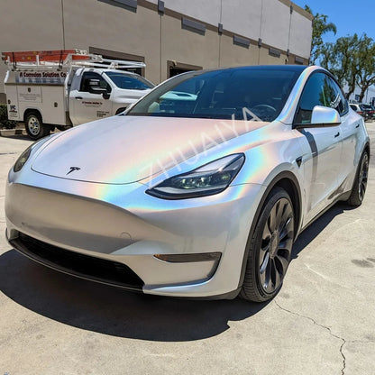 Holographic Gloss Galaxy White Vinyl Wrap film wrapping film bright 152*18m quality Warranty covering film voiture