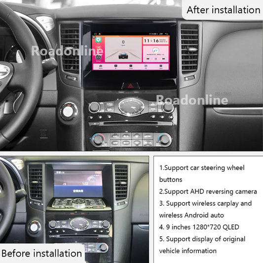 Android audio For infiniti FX35 2009-2012 8+256 car intelligent systems wireless carplay multimedia player