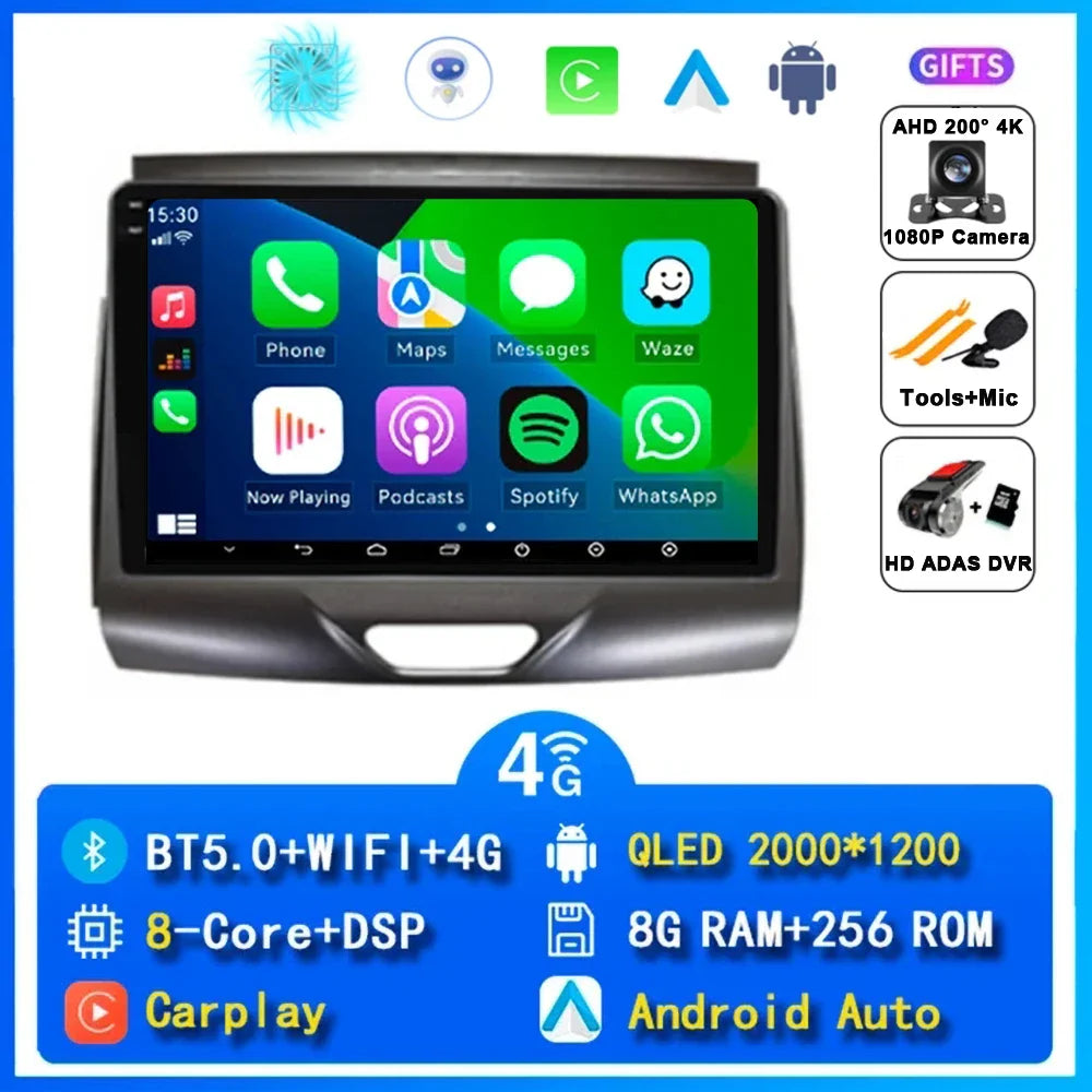 Android 15 Car Radio Stereo QLED Screen For Ford Ranger 2015 2016 2017 2018 2019 2020 GPS Multimedia Carplay Autoradio Head unit