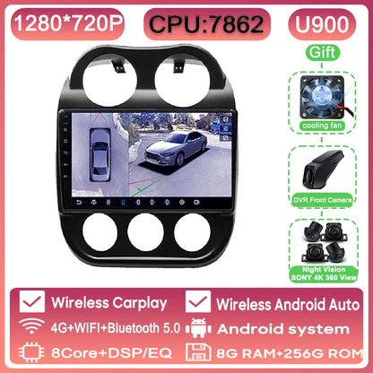 Car Android 13 For JEEP Compass Patriot 2011 - 2017 Auto Radio Multimedia Player GPS Navigation Carplay Stereo 4G BT No 2din DVD