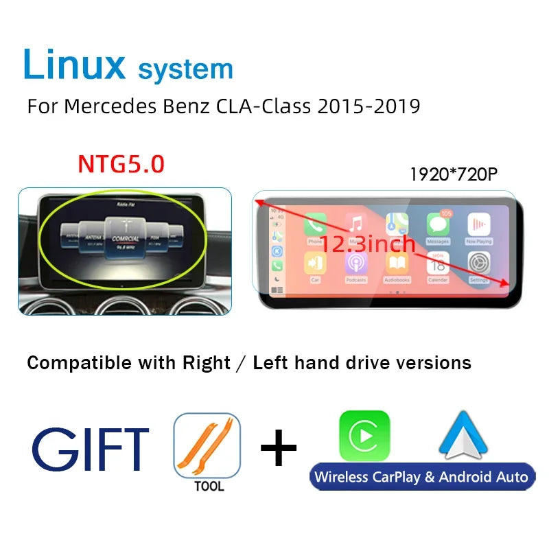 Linux Car Radio Carplay Touch Screen For Mercedes Benz C GLC V A GLA CLA Class W176 X156 C117 W205 C253 W446 Central Monitor