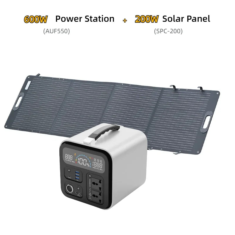 LiFePO4 600W Solar Generator Portable Power Station 100W 200W Foldable Solar Panel Charger Green Power for Phone Laptop iPad