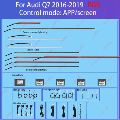 30 Colors Ambient light for audi Q6 2023-2024 Q7 2006-2019 Q8 2019-2024 Interior Atmosphere Light Original car MMI knob control