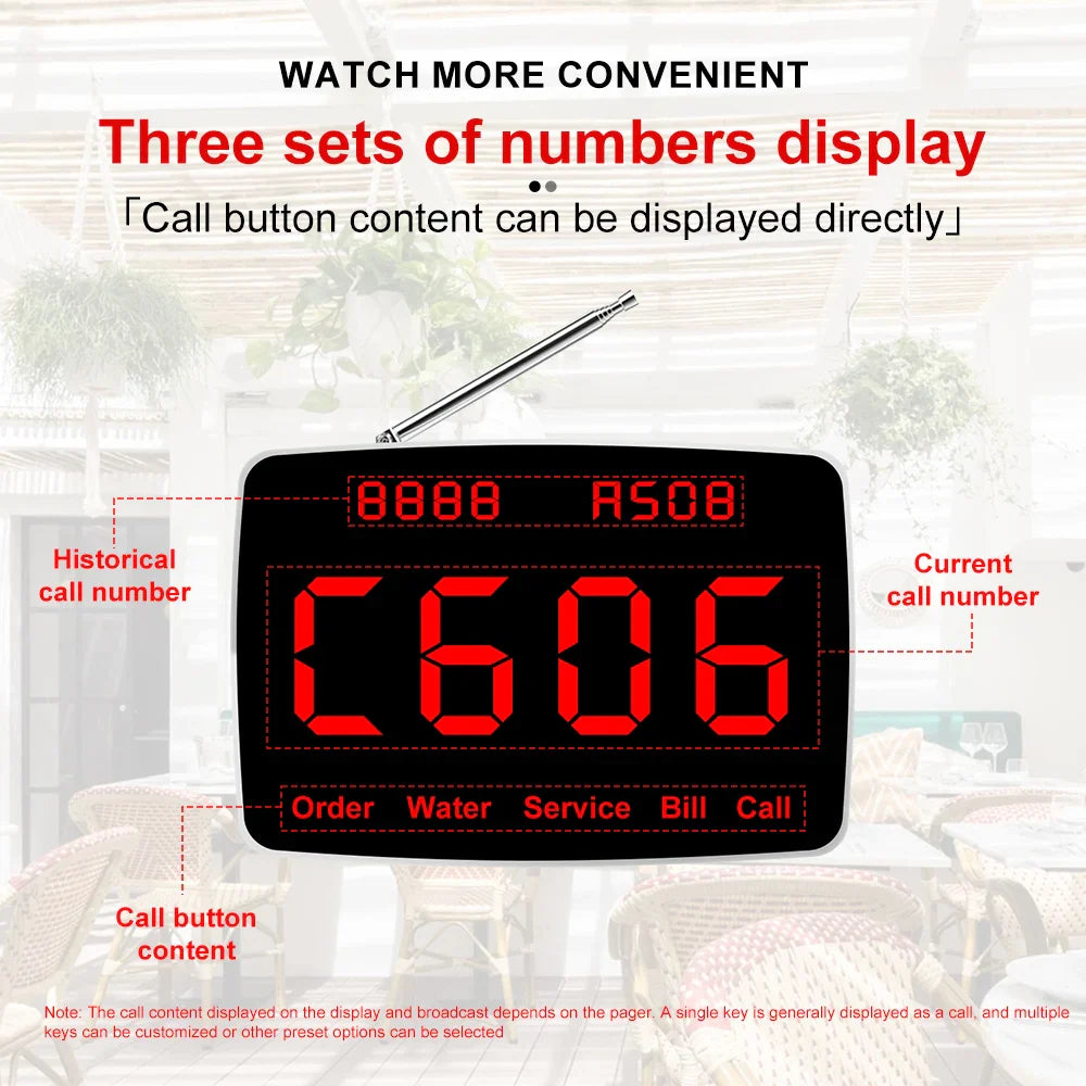 Wireless Waiter pager System Restaurant Smart Voice Broadcast 20 Call Buttons for Bar, Office, Cafe, and Customer Service Bell