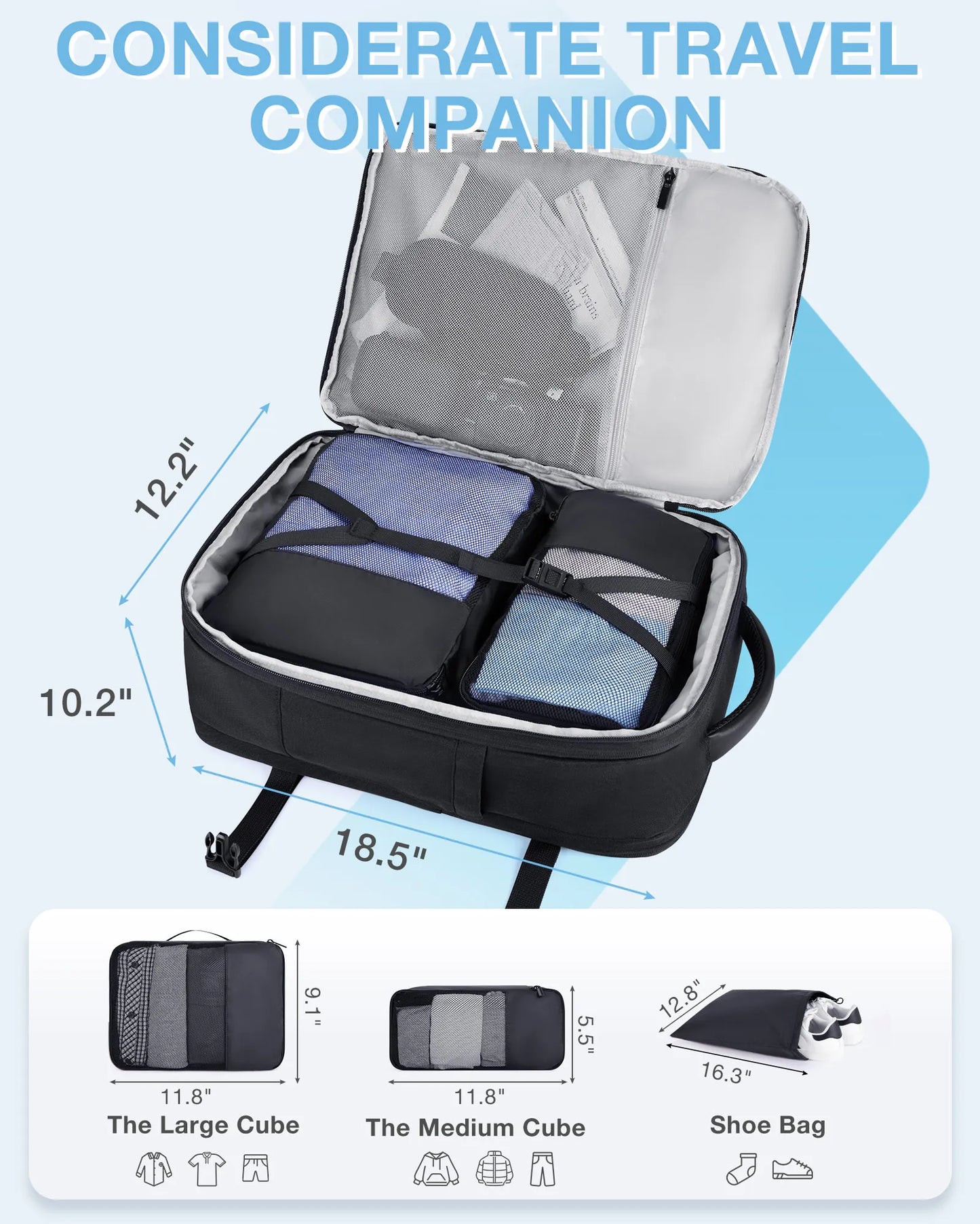 BAGSMART Suitcase Travel Backpack for Easyjet Cabin Bag 45x36x20 Men's Backpacks Expendable Waterproof 17‘’ Laptop backpack