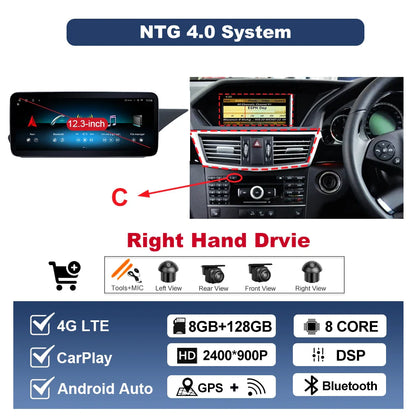 Wireless Carplay Android 14 for Mercedes Benz E Class W212 2009 - 2015 Car Radio Player Video DSP Stereo Touch Screen 4G WiFi BT