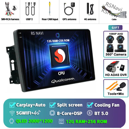 Android 14 Car Radio For Jeep Compass Grand Cherokee Wrangler Chrysler Sebring Town Country Dodge Charger Multimedia Stereo 2din