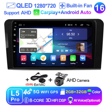LEHX L6Pro 2 DIN Android 14 Car Radio For Mercedes Benz ML GL aW164 ML350 ML500 GL320 X164 ML280 GL350 GL450 Carplay Auto Audio