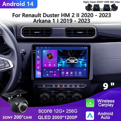 Android 14 For Renault Duster HM 2 II 2020 - 2023 Arkana 1 I 2019 - 2023 Car Radio Multimedia Video Player Navigation stereo DVD