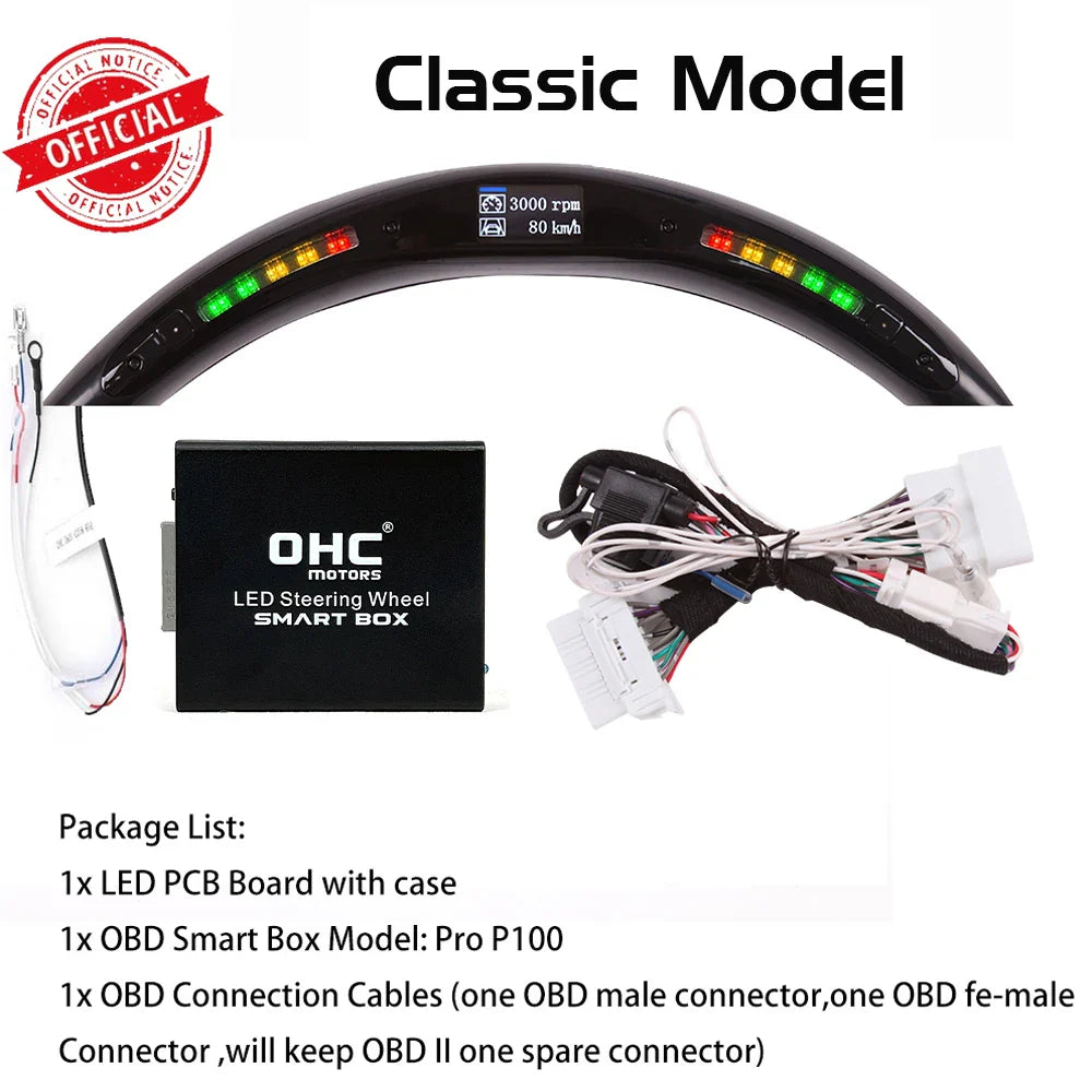 Car Auto Steering Wheel LED Display with Intellignet Module Kit Universal Accessory for LED Performance Steering Wheel