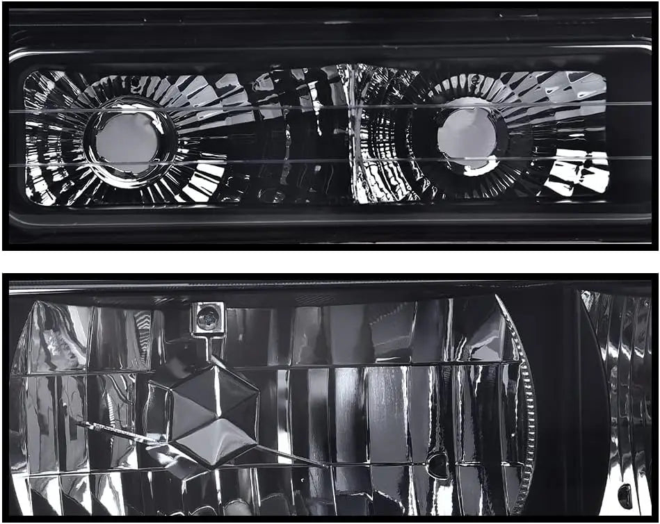 Headlights Assembly, Compatible with 1994 1995 1996 1997 1998 1999 GMC C1500 K1500 Yukon bumper Headlamp, Smoky lens Black Housi