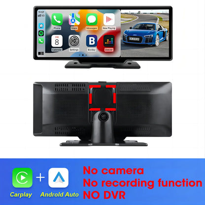 10.26"Car DVR with CarPlay&Android Auto,4K(3840*2160) Front and 1080P RearCamera,VoiceControl,BT,FM,GPS Recorder,DualLensDashcam