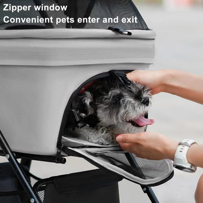 Pet 4 Wheels Dog/Cat Puppy Stroller, Folding Dog Stroller, Pet Folding Stroller, Travel Carrier for Small/Medium Pet