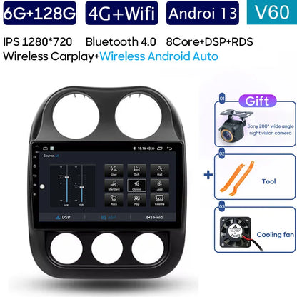 Car Android 14 For Jeep Compass Patriot 2010 - 2017 Auto Radio Multimedia Player Autoradio Stereo GPS Navigation Carplay No 2din