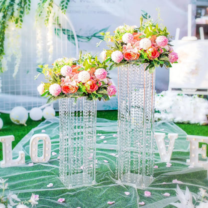 Centerpieces for Weddings Acrylic Vases 10 Pcs 23.6in Tall Crystal Flower Vase Flowers Stand for Party Tables Decorations