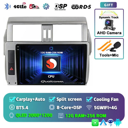 Android 14 For Toyota Land Cruiser Prado 150 2013 - 2017 2K QLED Android Car Radio Multimedia Video Player GPS Stereo CarPlay 4G