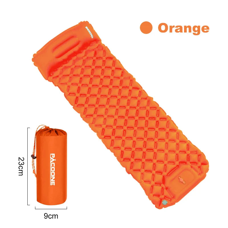 PACOONE Ultralight Outdoor Camping Sleeping Pad  Air Mat Inflatable Mattress with Pillows  Built-in Inflator Pump Travel Hiking