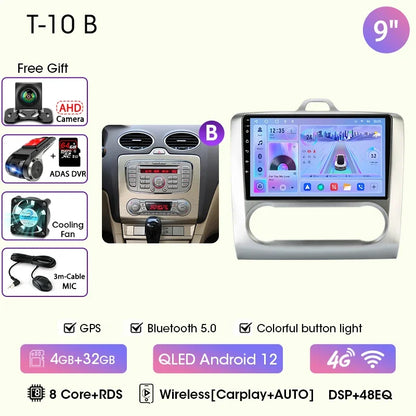 9" Car Radio For Ford Focus 2004 2005 2006 2007 2008 2009 2010 2011 Android12 Multimidia Video Player Head Unit wireless Carplay