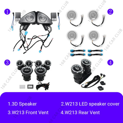 LED Air Vents 3D/4D Rotate Tweeter Speaker For Mercedes Benz W213 W238 E53 E63 E-Coupe Car 64 Colours Lnterior Decorative Lights