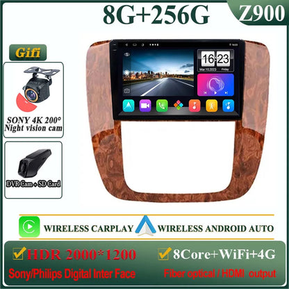 Android 14 Car For GMC Yukon Chevrolet Tahoe Suburban 2008-2012 GPS Navigation Multimedia Player Stereo Head Unit QLED Screen