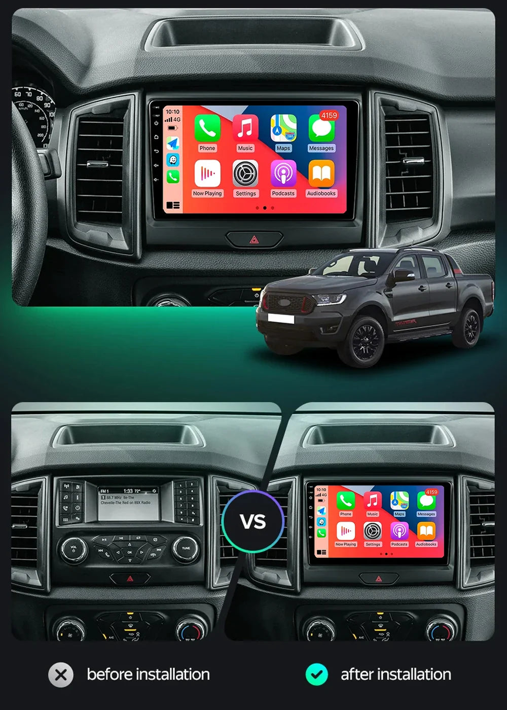 Android 15 Car Radio Stereo QLED Screen For Ford Ranger 2015 2016 2017 2018 2019-2022 GPS Multimedia Carplay Autoradio Head unit