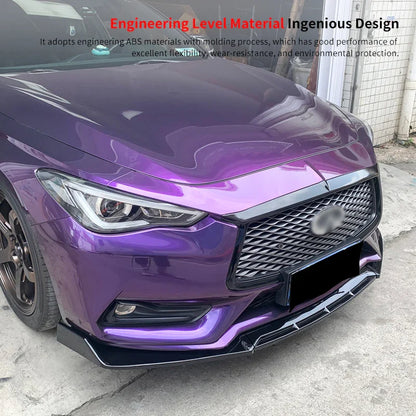 For Infiniti Q60 2016-2024 Car Front Bumper Lip Body Kit Chin Spoiler Diffuser Protector Deflector Guard Carbon Fiber Look ABS
