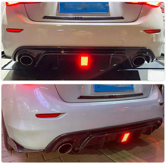 Real Carbon Fiber Car Racing Rear Bumper Diffuser Lip Spoiler For Infiniti Q50 2014-2017 Rear Diffuser Lip Apron with Light