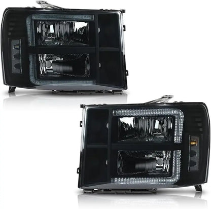 LED DRL Headlights, Compatible with GMC Sierra 1500 2007-2013/Fit Sierra 2500HD 3500HD 2007-2014 (Not Fit 2007 Sierra Classic) S