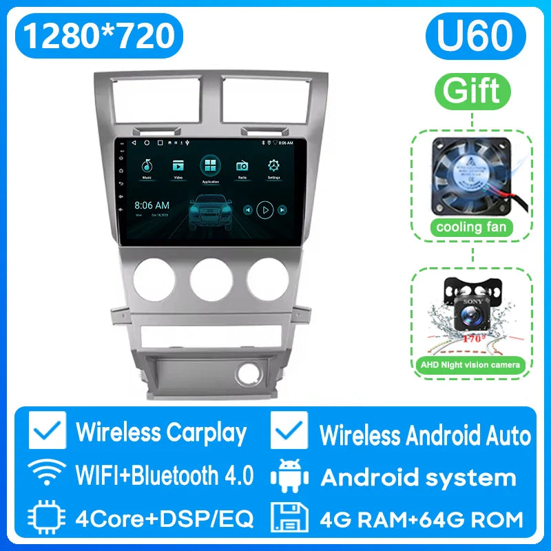 Car Radio Carplay For Dodge Avenger JS 2007 - 2010 For Dodge Nitro 2006 - 2011 Navigation GPS Android Auto Multimedia Player BT
