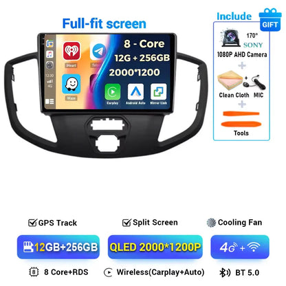 Android 15 Wireless Carplay&Auto WIFI+4G For Ford Transit 2015 2016 2017 2018 Car Radio Multimedia Video Player GPS Stereo 2din