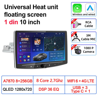 VATAV Android 13 1Din Floating screen Universal Multimedia AI voice Carplay Auto Stereo Radio Palyer Head Unit For Toyota Nissan