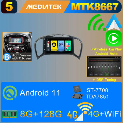 2Din Android 11 8G+128G Car Radio Stereo For Nissan Juke YF15 2010-2019 GPS Navigation Bluetooth 5.0 Tethering Carplay Autoradio