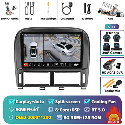 Android 14 Carplay Auto Car Radio Multimedia Player For Lexus LS430 XF30 LS 430 2000 - 2006 DSP Autoradio Stereo 2din Head Unit
