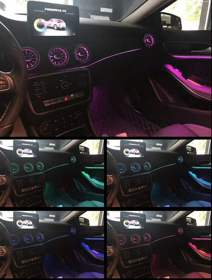 12-color LED Car Air Vent Outlet Turbine Nozzle Atmosphere Lamp For Mercedes-Benz A/CLA/GLA class W176 W117 W156 Ambient Light