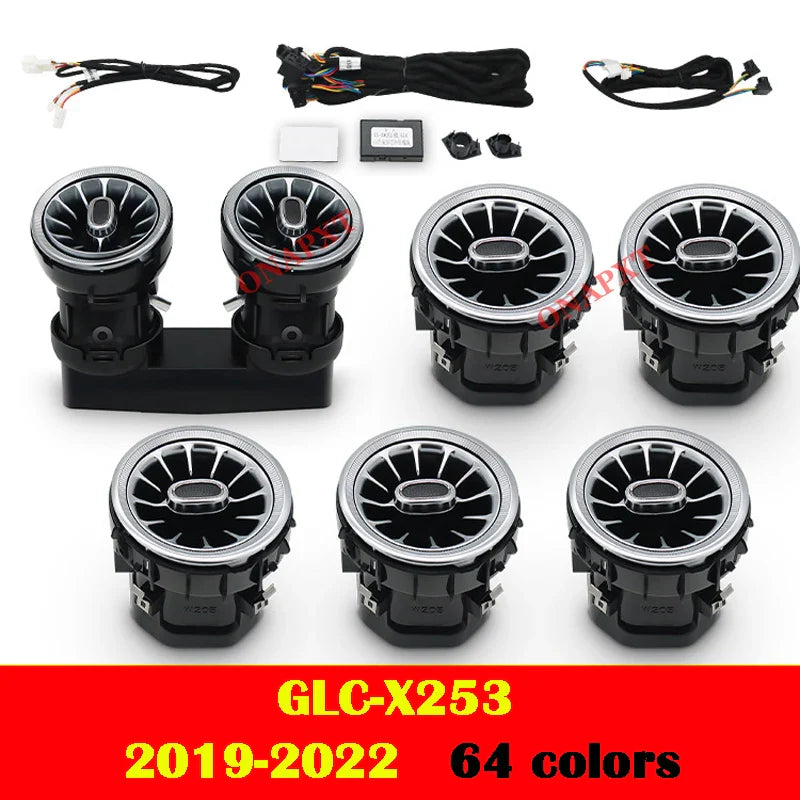 For Benz C/GLC/A/CLA/GLA/E/S/G For AMG W205 X253 W176 W117 W156 W213 W222 W464 Led Turbine Nozzle Ambient Light Air Vent Lamp