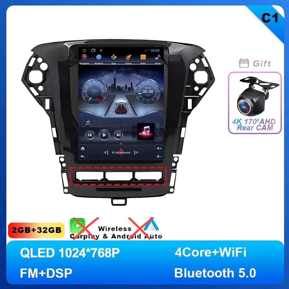 9.7 inch Android 14 Car Radio For Ford Mondeo MK4 2011 - 2013 Navigation Autoradio Multimedia Player DVD GPS Stereo WIFI 4G DVD