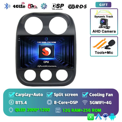 Android 14 For Jeep Compass Patriot 2010- 2016 2K QLED Android Car Radio Multimedia Video Player GPS AI Voice CarPlay Head Unit