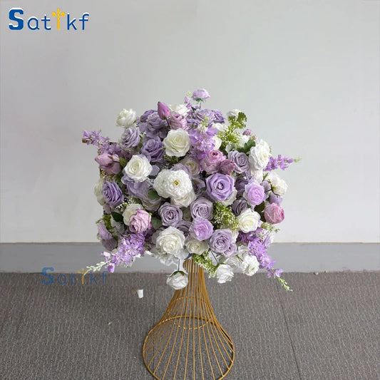 2m/1m Luxury purple Rose Artificial Flower Row Wedding Table Centerpiece Flowers Backdrop Wall Arches Decor Party Stage Floral