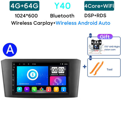 Car Radio Android 13 For Toyota Avensis T25 2002-2008 Carplay Navigation GPS Stereo Android Auto Screen No 2din DVD 5G Wifi Head