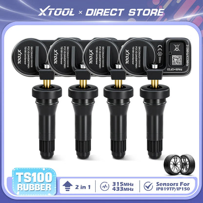 XTOOL TS100 TPMS Sensor Rubber Version 433MHZ & 315MHZ Tire Pressure Sensor Monitor Tester Tools Work With XTOOL TP150 IP819TP