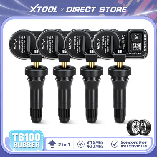 XTOOL TS100 TPMS Sensor Rubber Version 433MHZ & 315MHZ Tire Pressure Sensor Monitor Tester Tools Work With XTOOL TP150 IP819TP