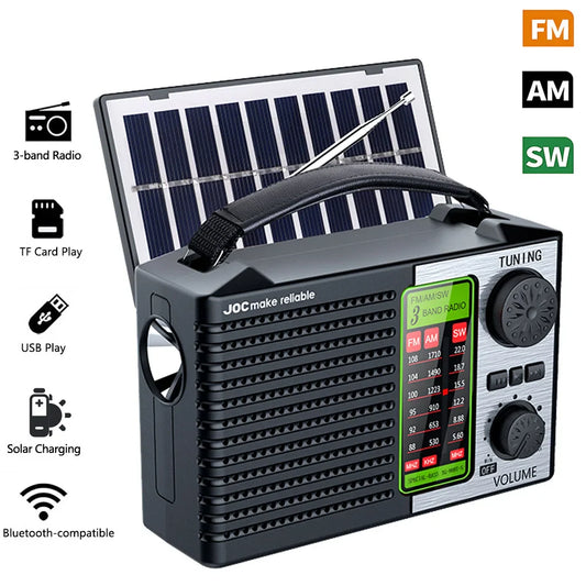 Multi-function Portable Radio FM AM SW Rechargeable USB TF Play Outdoor Solar Wireless Speaker Bluetooth With FM Radio Receiver