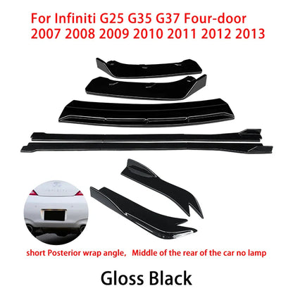 For Infiniti G25 G35 G37 Sedan 2007-2013 Car Front Bumper Splitter Diffuser Lip Protector Spoiler Side Skirts Rear Wrap Angle