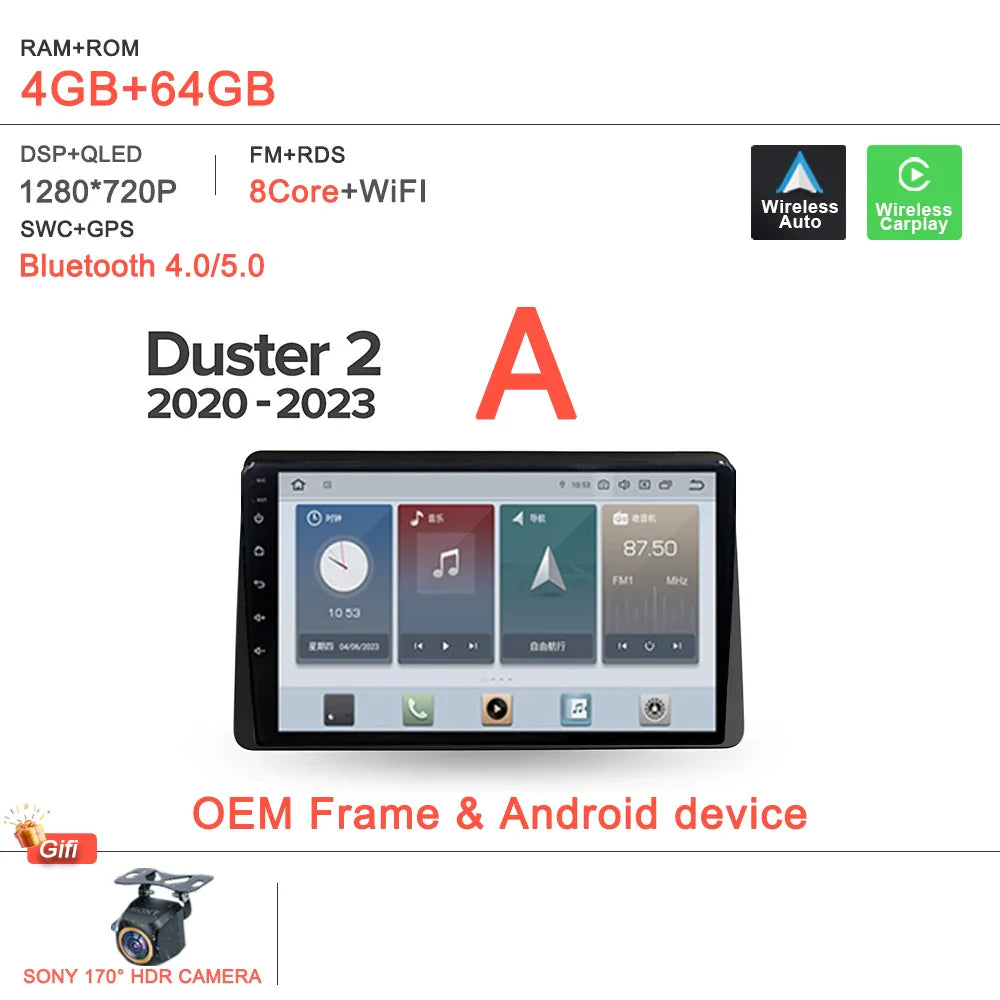 Android 14 For Renault Duster HM 2 II 2020 - 2023 Arkana 1 I 2019 - 2023 Car Radio Multimedia Video Player Navigation stereo DVD